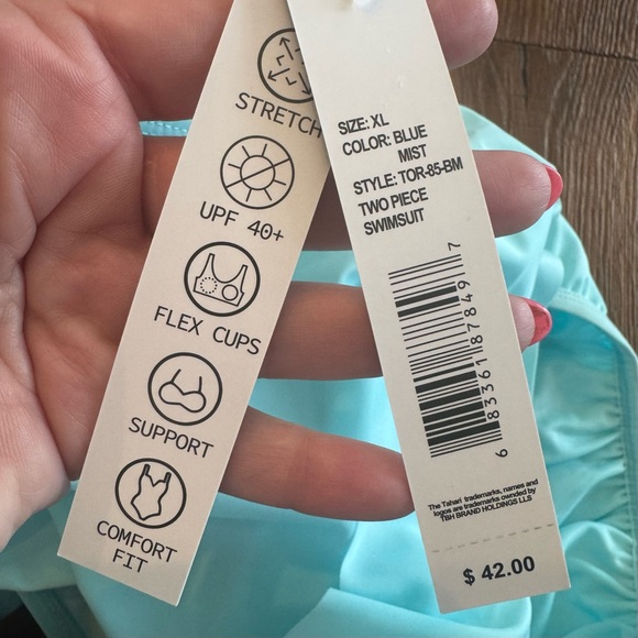 Tahari Light Blue Ruffle Bikini Set - Picture 7 of 8